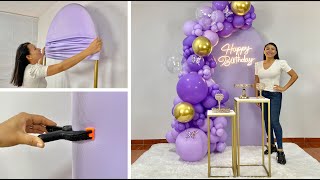 Como hacer un Arco de Globos e instalarlo en un Panel – 🎉 Balloon Garland On Backdrop 🎉 [upl. by Hayalat]