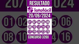 LOTO FACIL hoje  20092024  5 MILHÕES  Resultado concurso 3200 [upl. by Analed]