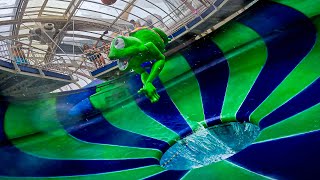 FROG Space Bowl WaterSlide at TIKIBAD Duinrell Waterpark [upl. by Philis]