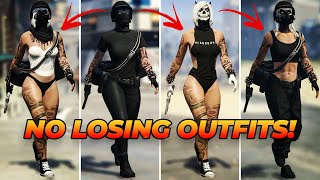 TRYHARD GTA 5 FEMALE OUTFITS WITH BLACK JOGGERS amp MORE  NO TRANSFER GLITCH [upl. by Agneta]