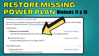 🔥How to Enable Missing HighPerformance Plan on Windows 1011 in 2023  Restore Power Plan [upl. by Ahsemed]