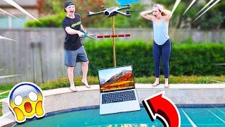 DESTROYING MY GIRLFRIENDS LAPTOP WITH A DRONE GONE WRONG [upl. by Anan448]