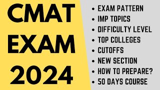 CMAT exam 2024 Exam pattern Important topics top colleges Score Vs Percentile How to prepare [upl. by Kciredor]