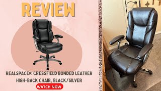 Realspace® Cressfield Bonded Leather HighBack Chair BlackSilver Review [upl. by Devlin]