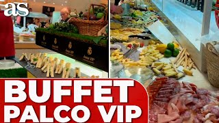 Así luce el LUJOS BUFFET del PALCO VIP del BERNABÉU [upl. by Airdnaed]