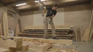 French carpenter Mourad Manesse hewing axe skills [upl. by Nyluqcaj]