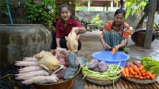 Countryside Life TV Mother and daughter collect free vegetable around home and cooking [upl. by Jany]