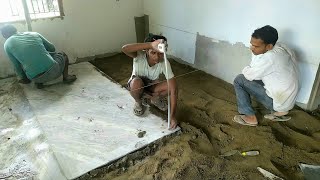 White Granite Flooring and Polishing Techniques  800 Sq ft house Marble floor designMarble fitting [upl. by Eycats]