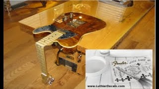 How to apply a waterslide Guitar Decal Headstock logo Fender Guitar Gibson Guitar Epiphone [upl. by Ruder627]