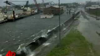 Raw Video Floodwaters Overtop New Orleans Levee [upl. by Harmaning]