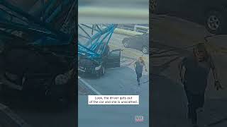 Heartstopping Video Shows Car Crushed by Collapsed Crane shorts [upl. by Anatlus]