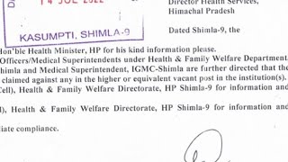 HP Govt Health Department Notifications Health and family welfare Department Notification [upl. by Steinway]