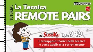 TUTORIAL – Tecnica REMOTE PAIRS Sudoku n20 di Settimana Sudoku 949 [upl. by Eikcid431]