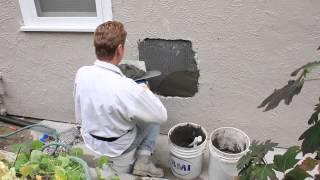 Repair a plumbing hole in a stucco wall [upl. by Eadie143]