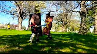 Murmillo vs Thraex Gladiator Fencing Combat  Round 1 fencing shortfilm shorts [upl. by Collis544]