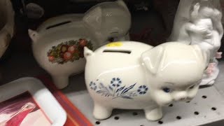 Come Thrift With Me  Corningware Piggy Banks Vintage Barware and a New to Us Thrift Shop [upl. by Priebe]