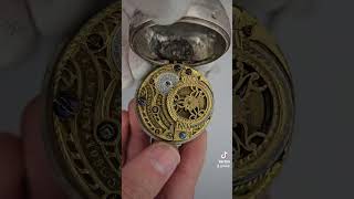 1800s Tompion Fusee Pocket Watch with Calendar and Beautiful Silver Case [upl. by Ettenot711]