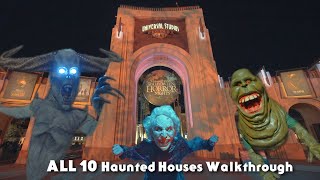 ALL 10 Houses Walkthrough  Halloween Horror Nights 2024 at Universal Orlando  HHN 2024 [upl. by Zorina149]