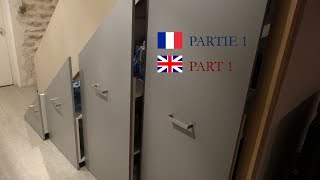 installer un placard coulissant sous escalier Part 1  Install a sliding storage under stairs Part 1 [upl. by Nixie200]