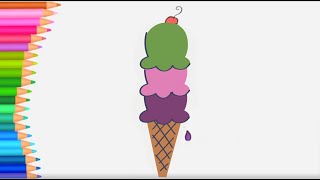 Gelato  Disegno da colorare  Libro da colorare con mani piccole [upl. by Eleynad427]