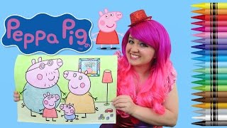 Coloring Peppa Pig JUMBO Coloring Page Crayola Crayons  COLORING WITH KiMMi THE CLOWN [upl. by Koenraad]