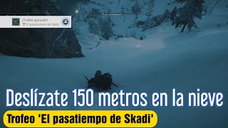 AC Valhalla Trofeo El Pasatiempo de Skadi  Deslízate 150 metros seguidos en la nieve [upl. by Ahsilem]