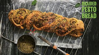 Braided Basil Pesto Bread Recipe  braided bread with pesto recipe  twisted pesto bread [upl. by Orms725]