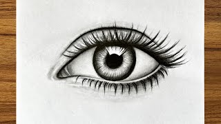 How to draw a realistic drawing  Easiest eye drawing tutorial  Easy drawings step by step [upl. by Ledarf]