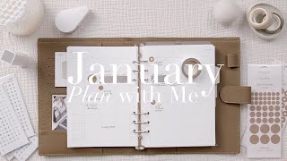 January Plan with Me  A5 6Ring Cloth and Paper Foundations Planner [upl. by Ahsekin]