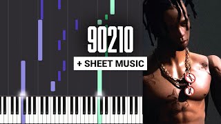 90210  Travis Scott  Piano Tutorial  Sheet Music amp MIDI [upl. by Assirrak330]