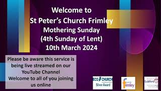 10 March 24 Frimley St Peters [upl. by Airotciv]