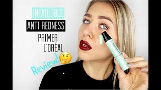 INFAILLIBLE ANTI REDNESS PRIMER Loréal  Honest Review amp Wear Test  Ingrida G [upl. by Aiekram]