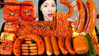 ASMR MUKBANG 직접 만든 불닭볶음면 불닭쌈 소세지 먹방 amp 레시피 FRIED SAUSAGES AND FIRE NOODLES EATING [upl. by Adnohsak]