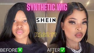 How to wear a CHEAP synthetic wig🤭SHEIN🥵💦 South African YouTuber [upl. by Ahsayn]