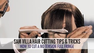 How To Cut A No Tension Full Fringe  Zoey Deschanel Bangs Tutorial [upl. by Aivekal]