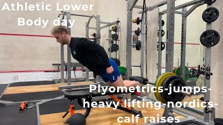 Athletic Lower Body day  Plyometrics Jumps Heavy lifting Nordics Calf Raises [upl. by Alleb843]