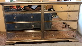 DIY MIRRORED DRESSER under 100 [upl. by Alice598]