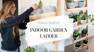 How to Make an Indoor Garden Ladder Shelf RENTER FRIENDLY [upl. by Anilev]