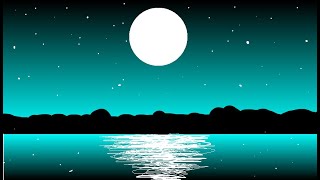 How to Draw Scenery of Moonlight Night by MS Paint Beautifull Scenery Drawing [upl. by Nannarb]