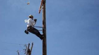 2010 19th Lone Star Lineman Rodeo  Egg Pole Climb [upl. by Queen290]