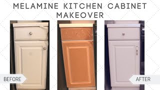 EXTREME MAKEOVER  How to Paint Melamine Kitchen Cabinets DIY  DIY Power Couple [upl. by Anh]