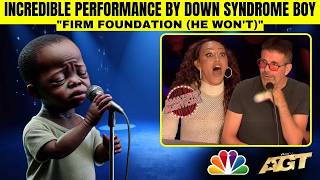 CHRISTIAN BOY WITH DOWN SYNDROME PERFORMS quotFIRM FOUNDATION HE WONTquot quotTALENTquot SPEECHLESS [upl. by Alekahs]