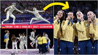 Ukraine fencing team winning Ukraines 1st gold in fencing in Paris Olympics 2024 Kharlan [upl. by Yrgoerg]