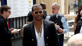 Victor Cruz and Serge Ibaka  Balmain Menswear Fashion Show in Paris  June 24th 2018 [upl. by Lesoj]