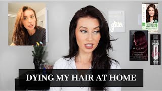 DYEING MY HAIR AT HOME DARK HAIR  Easy and Affordable  Semi Permanent  Clairol Natural Instincts [upl. by Kciredor]