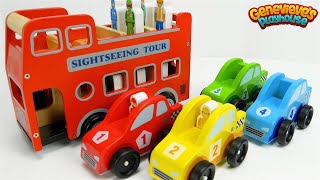 Learn Colors and Community Vehicles Names with fun Wooden Toy Cars [upl. by Camilia]