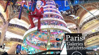 Paris France 🇨🇵  Christmas walk in Paris  Galeries Lafayette  4K HDR 60 fps [upl. by Flyn]