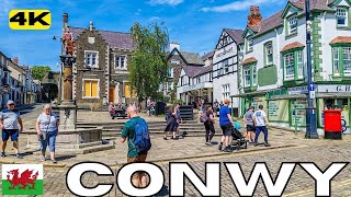 CONWY Town Centre Full Walk Tour WALES 4k [upl. by Atinhoj]