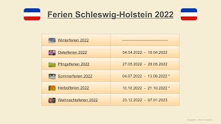 Ferien Schleswig Holstein 2022 [upl. by Sarene]