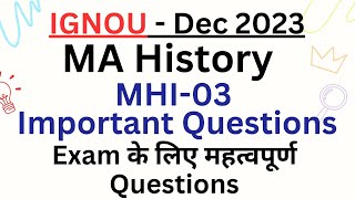 MA History MHI03  Important Questions  IGNOU  TheENub NubInfo [upl. by Nommad]